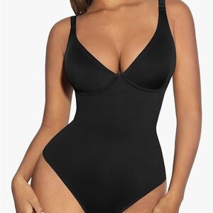 Feeling girl M NWT Black one-piece underwire v-neck SUPER TUMMY WAIST SHAPER